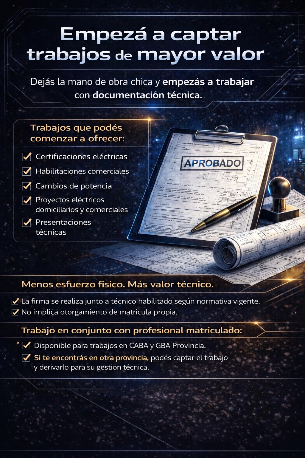 Sistema profesional para escalar de electricista a empresa